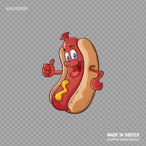 Aufkleber Sticker Hot Dog mit Senf Restaurant Dekoration Hangry Essen Soße W7576