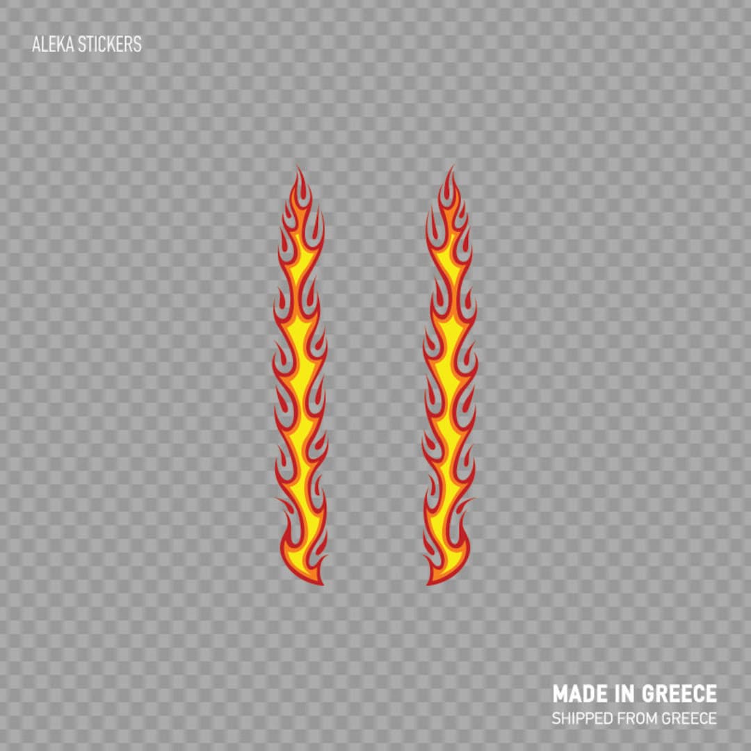 Decal Sticker Pair of Flames Pattern Red Yellow Tribal Racing Design ...