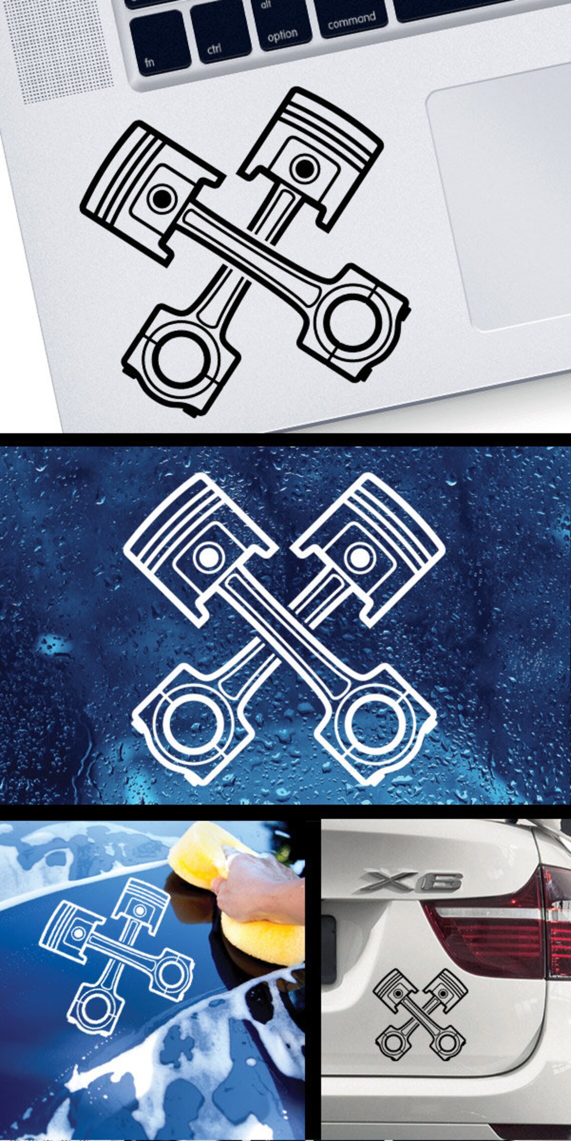 Decal Sticker Cross Pistons mechanic engineer Automoto repair Etsy