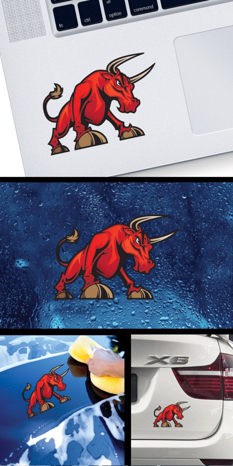 Decal Sticker Angry Bull Aggressive Brutal Racing Attack Aggression ...