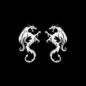 Autocollant Décalcomanique Paire De Dragons démon décoratif art tribal vinyle de qualité supérieure WRS34