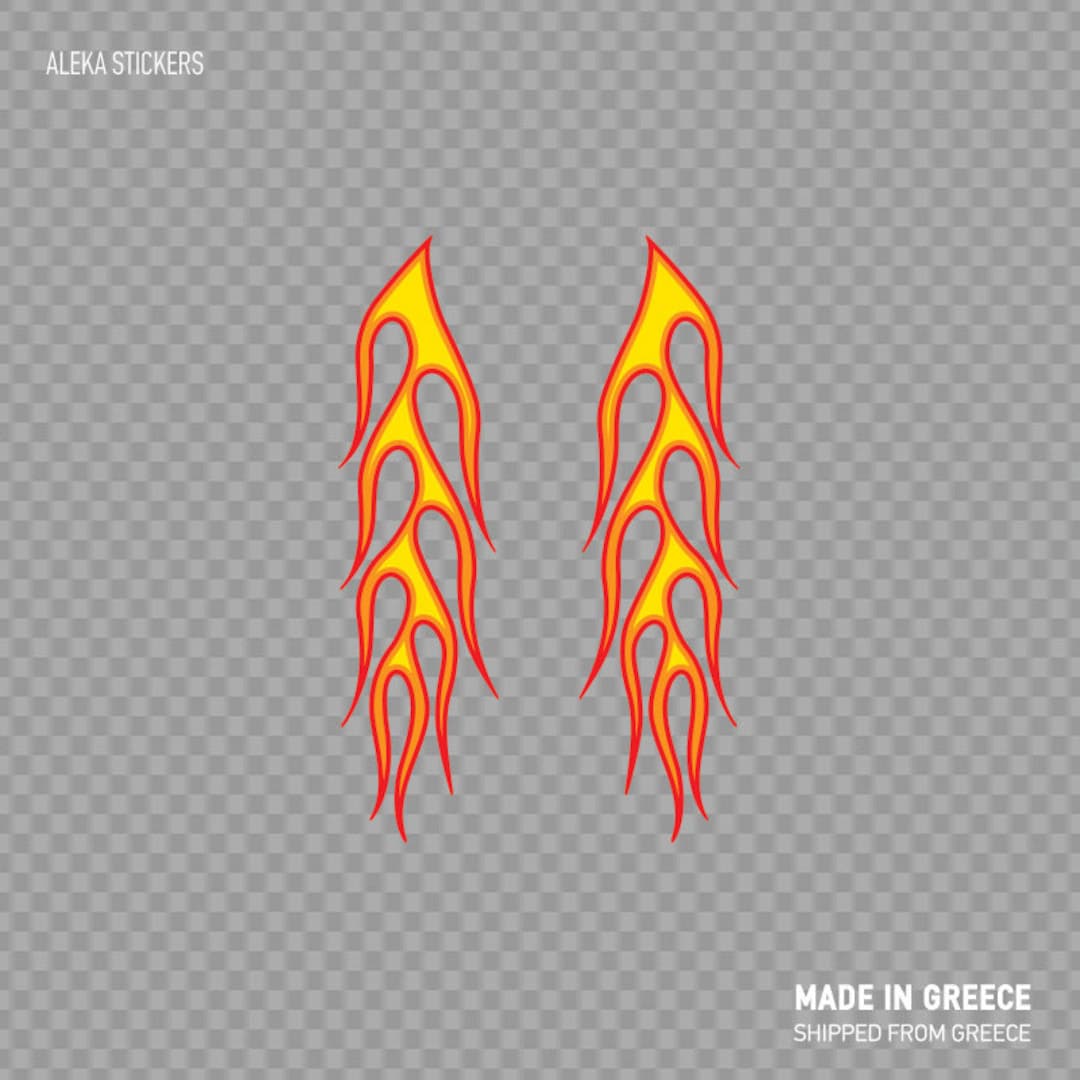 Decal Sticker Coloured Pair of Flames Helmet Decoration Motorbike ...
