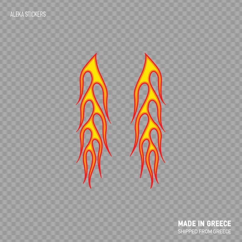 Decal Sticker Coloured Pair of Flames Helmet Decoration Motorbike ...