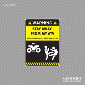 Signe autocollant AVERTISSEMENT signe drôle rester loin de mon VTT drôle de sticker X4WW7