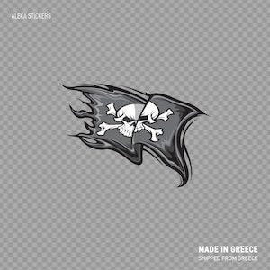 Aufkleber Aufkleber Piratenflagge Grau Schwarz Navi Segelyacht Yachting Fischerboot Kapitän Reise Kreuzfahrt W7KR6