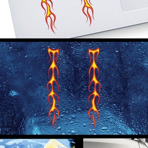 Decal Sticker Pair Flames Red Yellow Tribal Racing Design Flamed Helmet ...
