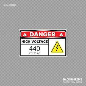 Sticker Sticker Gevaar Hoogspanning 440 Volt Ac Elektriciteit veiligheidsbord Topkwaliteit vinyl X4343