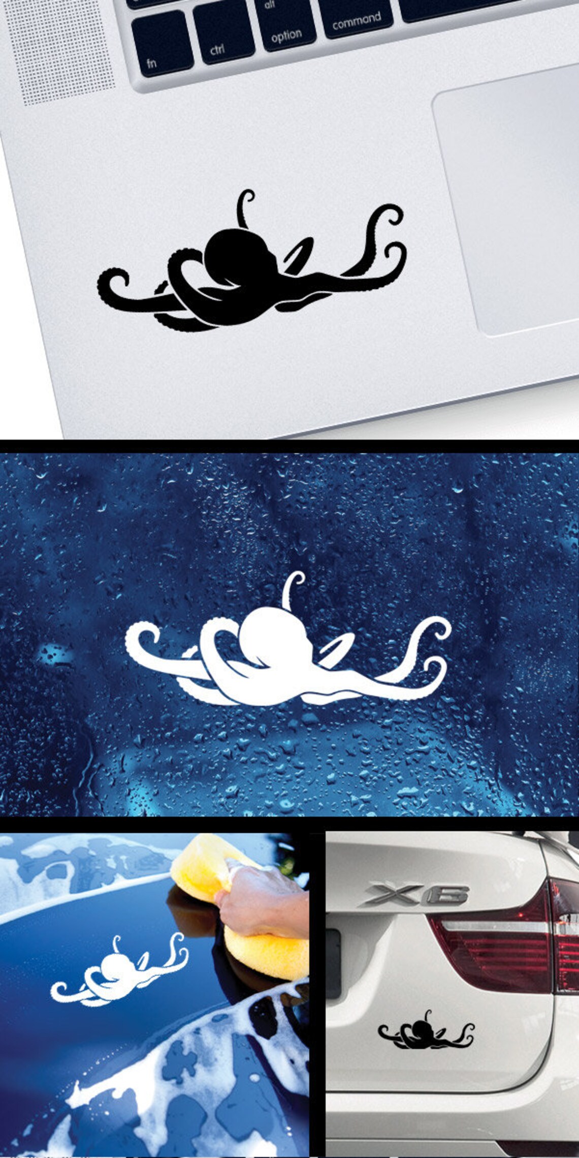 Decal Sticker Octopus Boat Decoration Fishing Store Fisherman Sea Life ...