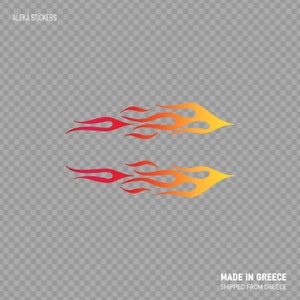 Aufkleber Sticker Paar Flammen Rot Orange Gelb Tribal Racing Design geflammt Helm Motorrad Auto Jet-Ski Dekoration Geschwindigkeitsrennen ZE284