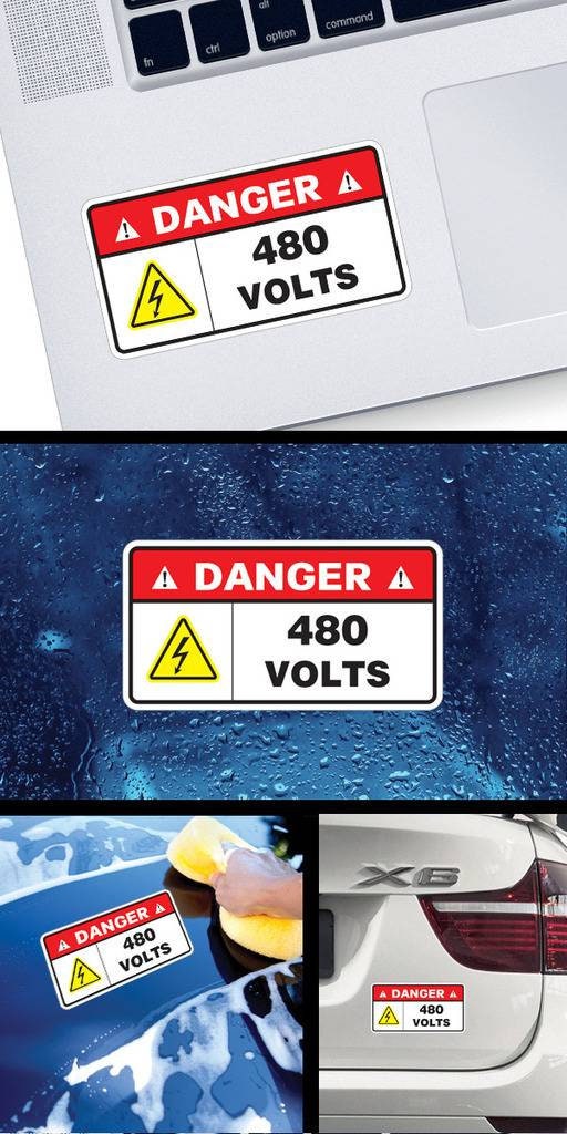 15 Pack Danger 240 Volts Sticker Signs - 55mm X 55mm Waterproof & Reflective