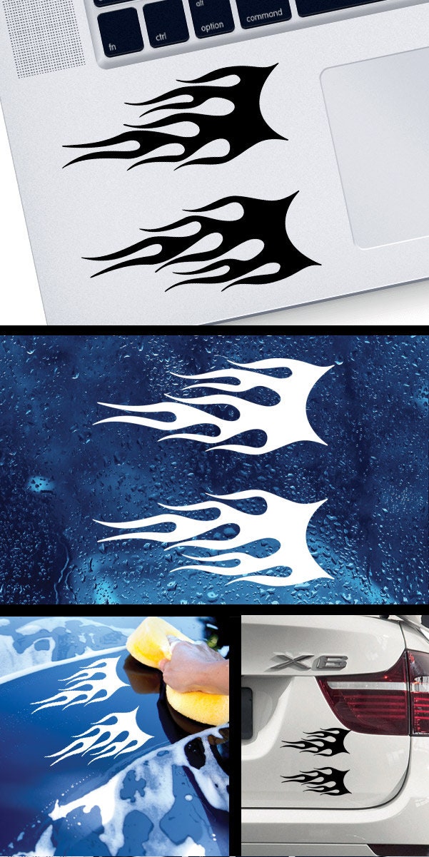 Decal Sticker Pair of Flames Easy Rider Car Decoration Helmet ...