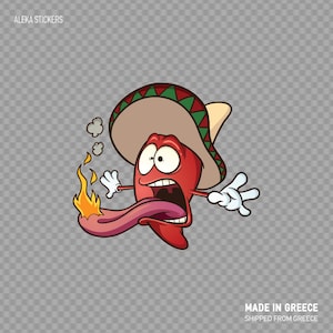 Sticker autocollant Décoration de magasin d'alimentation épicée flambée au piment rouge du Mexique X2783