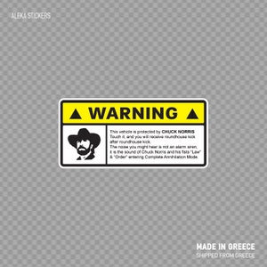 Sticker Carlos Ray Chuck Norris Avertissement Protection Panneau drôle message humoristique 2229X