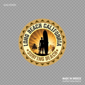 Aufkleber Aufkleber Long Beach Kalifornien Souvenir Erinnerungsstücke Surfen Beach Holiday Reisen wasserdicht W7839
