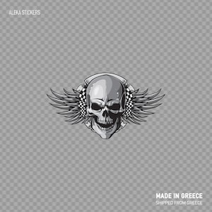 Aufkleber Aufkleber Racing Skull Aviator Motorrad Auto Helm ATV Dekoration Graues Lächeln Aggression Racing Design W7295