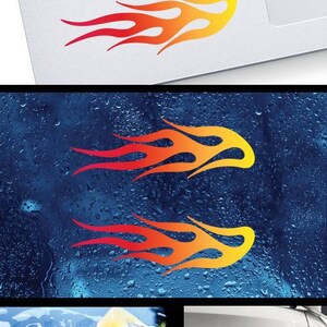 Decal Sticker Pair of Flames Red Orange Yellow Helmet Motorcycle Speed ...