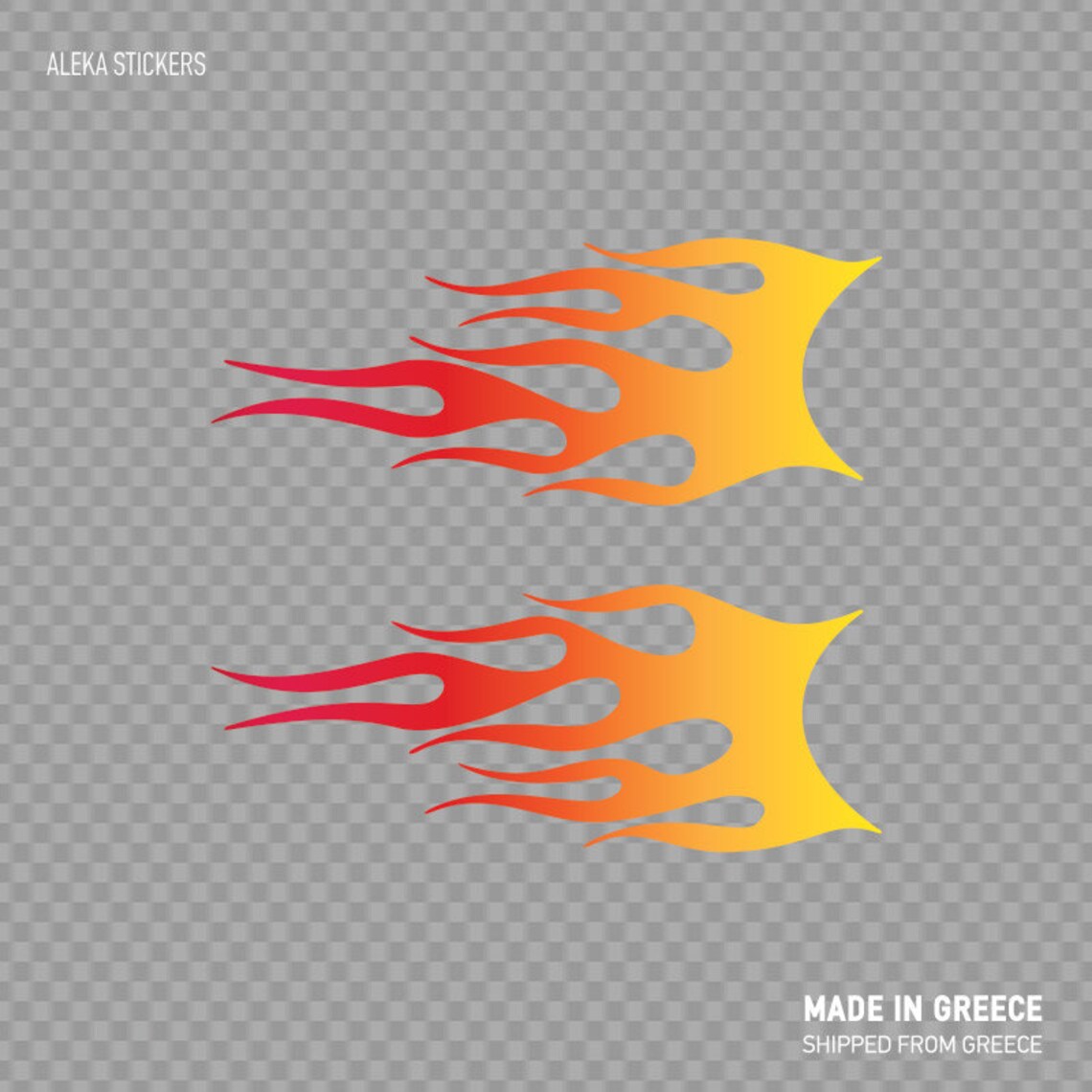 Red Flames Sticker Decal Sticker Pair of Flames Red Orange Yellow Car Decoration Easy ...