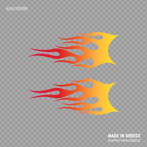 Decalcomania adesivo coppia di fiamme rosso arancione giallo decorazione auto easy rider fiammato decorazione casco fuoco moto velocità ZE29W