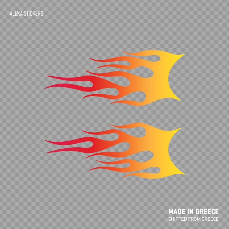 Decal Sticker Pair of Flames Red Orange Yellow Car Decoration Easy ...
