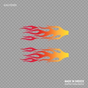 Decal Sticker Pair Of Flames Red Orange Yellow hard to find  motorcycle motorbike helmet personalized fire internal external use  ZE29X