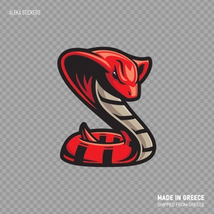 Sticker Sticker rood Cobra exotische reptiel maskot Cartoon W9X56
