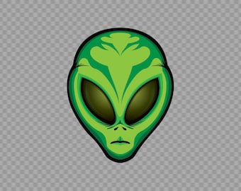 Decal Sticker Alien Head Green Mercury Venus Earth Mars Jupiter Saturn Uranus Neptune Pluto X28W9