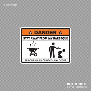 Sticker Sticker gevaar grappige Stay Away From My Barbeque slagerij Burger & Steak eten restaurant decoratie X35W7