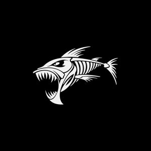 Calcomanía pegatina pescado esqueleto huesos cráneo barco cebo el anzuelo pescador pesca agua salada océano lago pesca tienda decoración bajo el agua XRW96