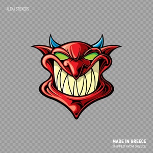 Stickersticker Demon Evil Devil Smile Brullende kwaadaardige heldood Illustratie ZE489