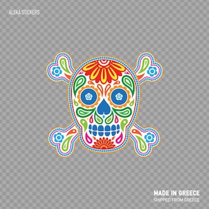Sticker autocollant Flower Power crâne coloré Crossbone moto voiture casque VTT décoration ZE4X2