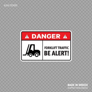 Stickersticker Gevaar heftruckverkeer. Wees alert! Veiligheidswaarschuwing Let op Gevaar Gevaar Risico Beschermend Beschermend Ongevallenpreventie X8637