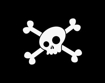 Skull and Crossbones Sticker - Durable Vinyl Decal for Cars, Laptops, and More | Bold Pirate Design, Easy Application  ZE6W8