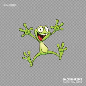 Aufkleber Aufkleber Elevate Your Space with a Fun and Playful Green Cartoon Happy Frog Jump Sticker Aufkleber für Fröhliches Dekor W94RS