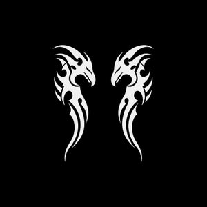 Sticker autocollant paire de Dragons démon moyen-âge nominatif draco draconem WRSX3