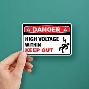 Gevaar: hoge spanning binnenin – sticker buiten houden – vinylsticker met veiligheidswaarschuwing voor industrieel en commercieel gebruik – duurzaam, weerbestendig X8644