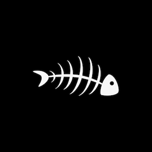 Sticker autocollant Os de poisson crâne squelette bateau de pêche appât l'hameçon pêcheur d'eau salée océan lac magasin de pêche décoration sous-marine RS95X