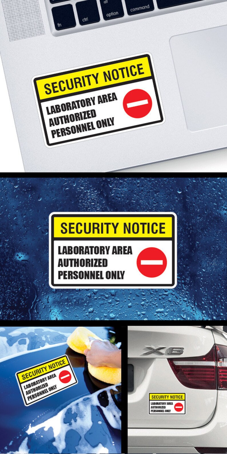 Lab Only Sign Decal Sticker Security Notice Laboratory Area Authorized Personnel Only ...