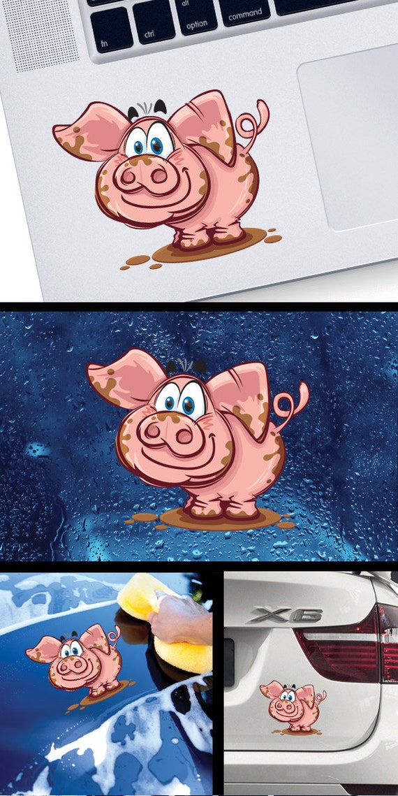 Decal Sticker Happy Pig Smiling dirty maskot Cartoon kids room Butcher's\u00a0Burger & Steak food restaurant decoration X2X97