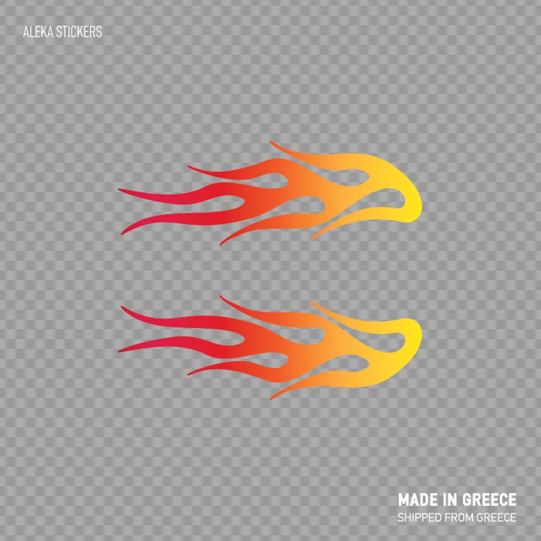 Decal Sticker Pair of Flames Red Orange Yellow Helmet Motorcycle Speed ...