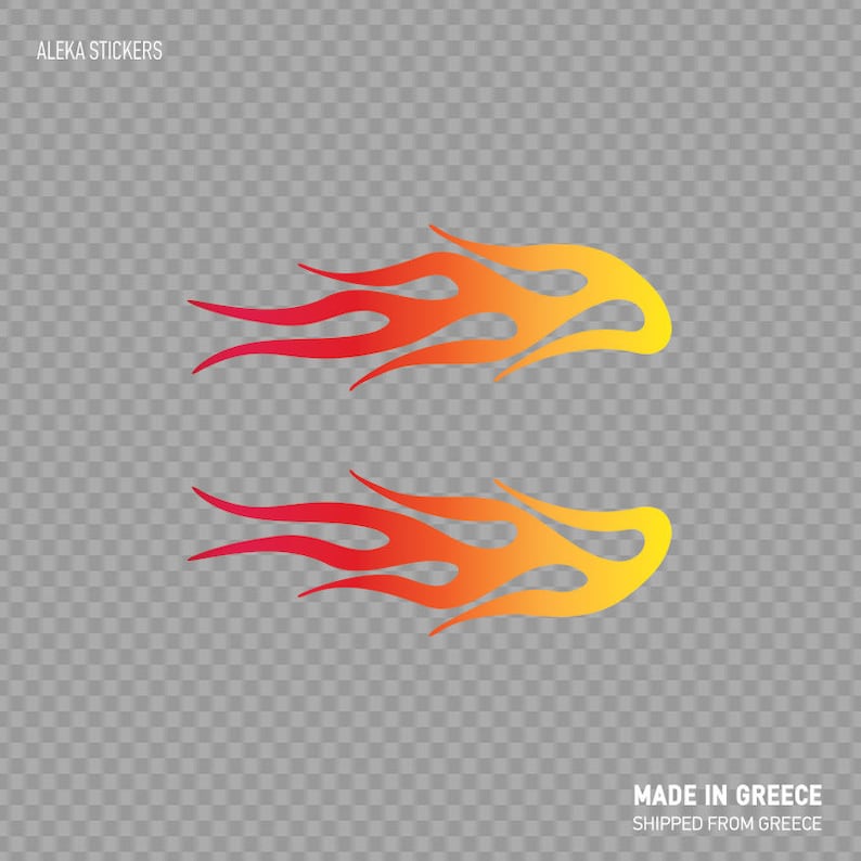 Decal Sticker Pair of Flames Red Orange Yellow Helmet Motorcycle Speed ...