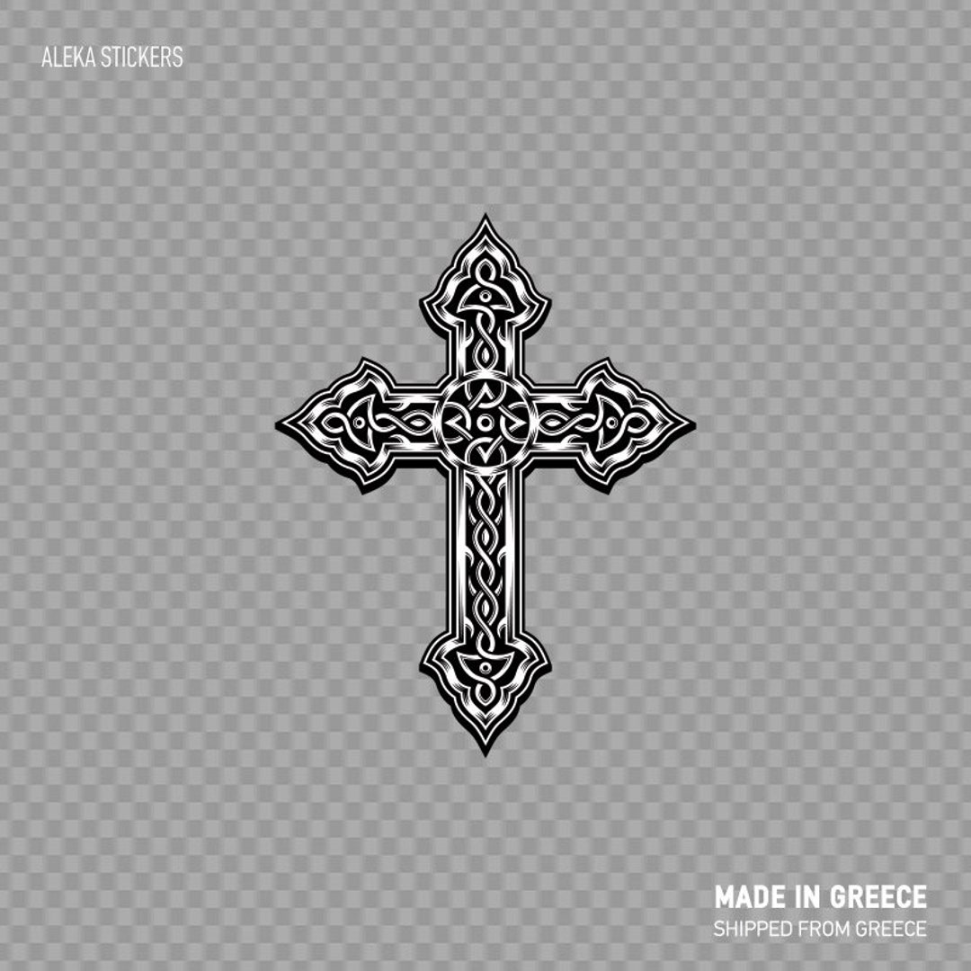 Decal Sticker Celtic Cross Black and White Religion Middle Ages Latin