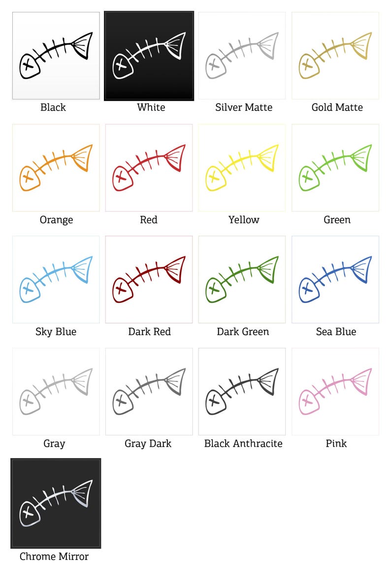 Fishbone Chart Text Sticker Decal Sticker Funny Fishbone Boat Decoration Bait the Hook Fishing ...