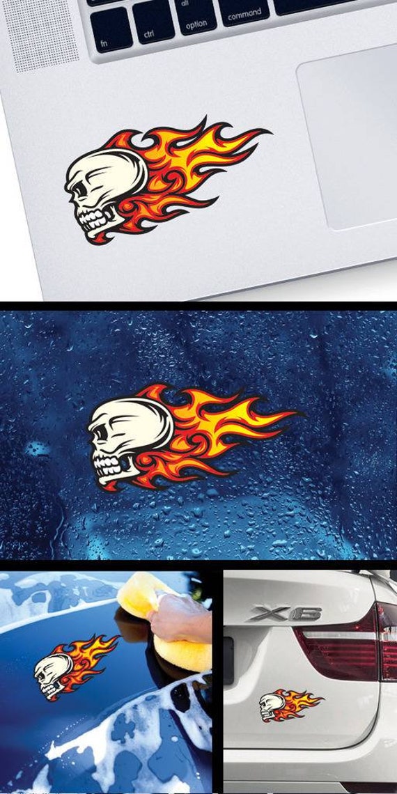 Decal Sticker Flames Skull  evil easy rider flamed fire helmet decoration motorcycle Car Jet ski decoration racing speed ZE582