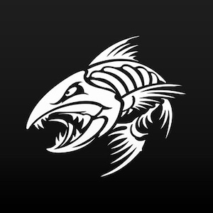 Decal Sticker Angry Fishbone Figure Aggressive Attack Boat Decoration ...