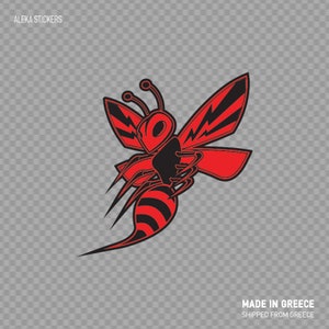 Stickersticker Red Hornet, Wesp, Vespa Agressieve Cartoon racesnelheid levendige kleuren Topkwaliteit XWZZ6