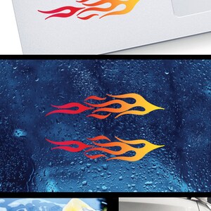 Decal Sticker Pair of Flames Red Orange Yellow Motorbike Car Helmet ATV ...