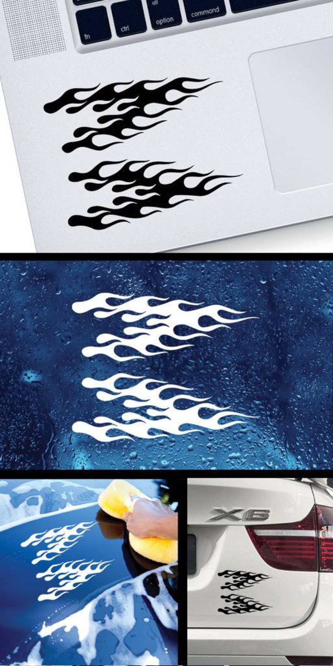 Decal Sticker Pair of Flames Tribal Racing Design Flamed | Etsy