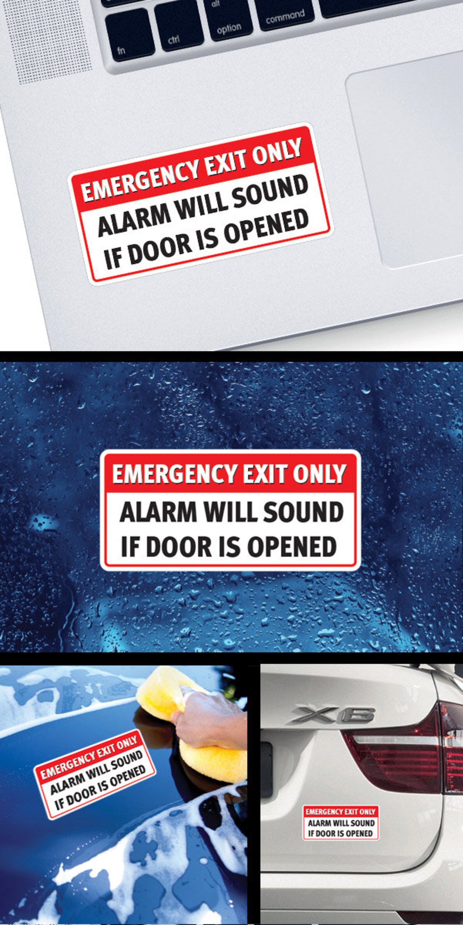 Decal Sticker Emergency Exit Only Alarm Will Sound If Door is Etsy