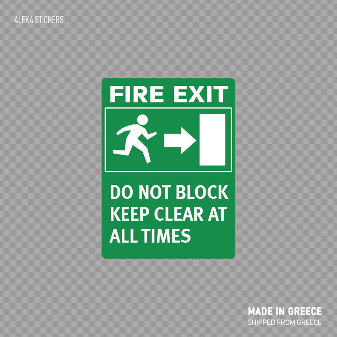 Emergency Exit Sticker Keep Clear at All Times for Fire Etsy