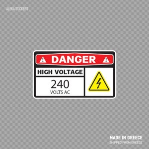Stickersticker Gevaar Hoogspanning 240 volt AC Machineveiligheidsinfo veiligheidsbord Topkwaliteit printindustrie X434W